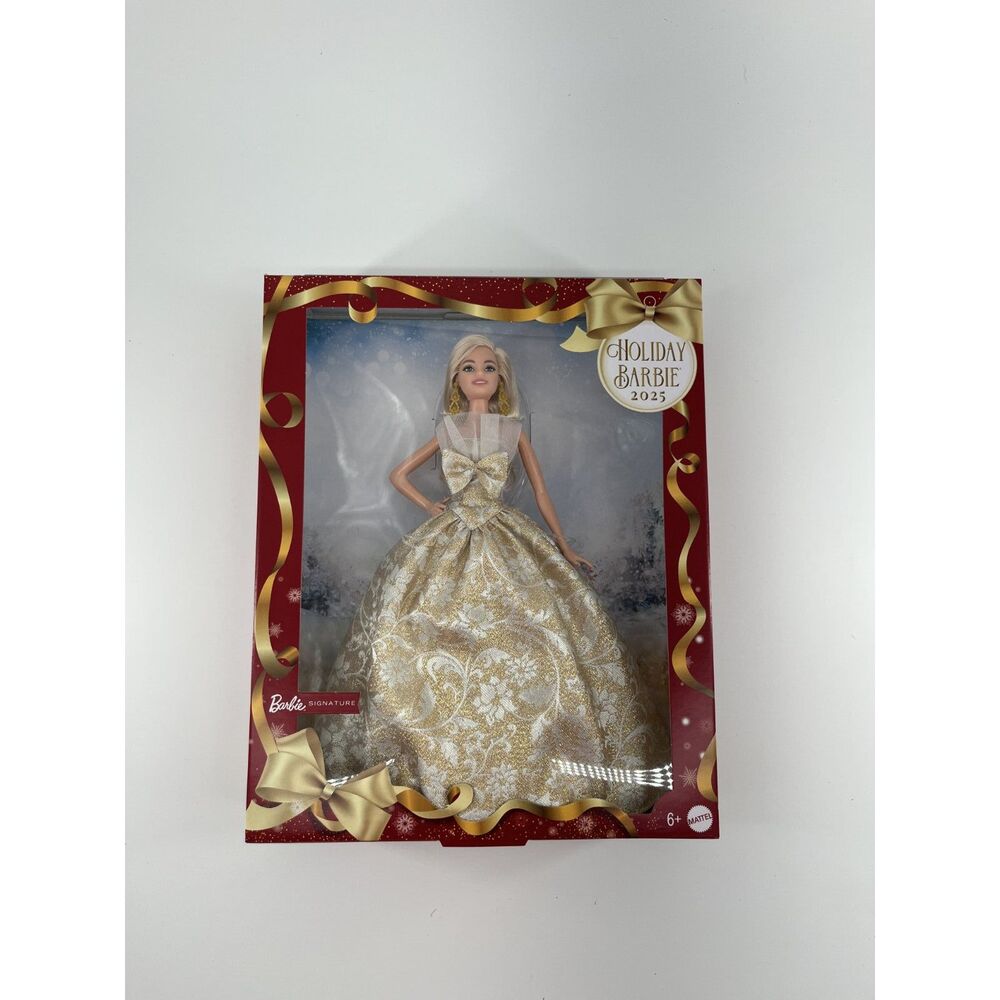 Barbie Signature 2025 Holiday Blonde Fashion Doll with Silver & Gold Gown NWB - Picture 6 of 6